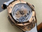 HB Factory Hublot Big Bang Sang Bleu 418.OX.2001.RX.MXM20 45mm Rose Gold White Rubber Strap Skeletonized White Dial - Image 2