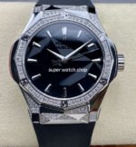 HB Factory Hublot Classic Fusion 550.NS.1800.RX.1804.ORL19 40mm Diamond Steel Black Rubber Strap Black Dial