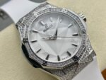 HB Factory Hublot Classic Fusion 550.NS.2200.RW.1804.ORL20 40mm Diamond Steel White Rubber Strap White Dial - Image 2