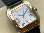 J12 Factory Cartier Santos W2SA0016 35.1mm Leather Strap Roman Numerals Silver Dial - Image 2