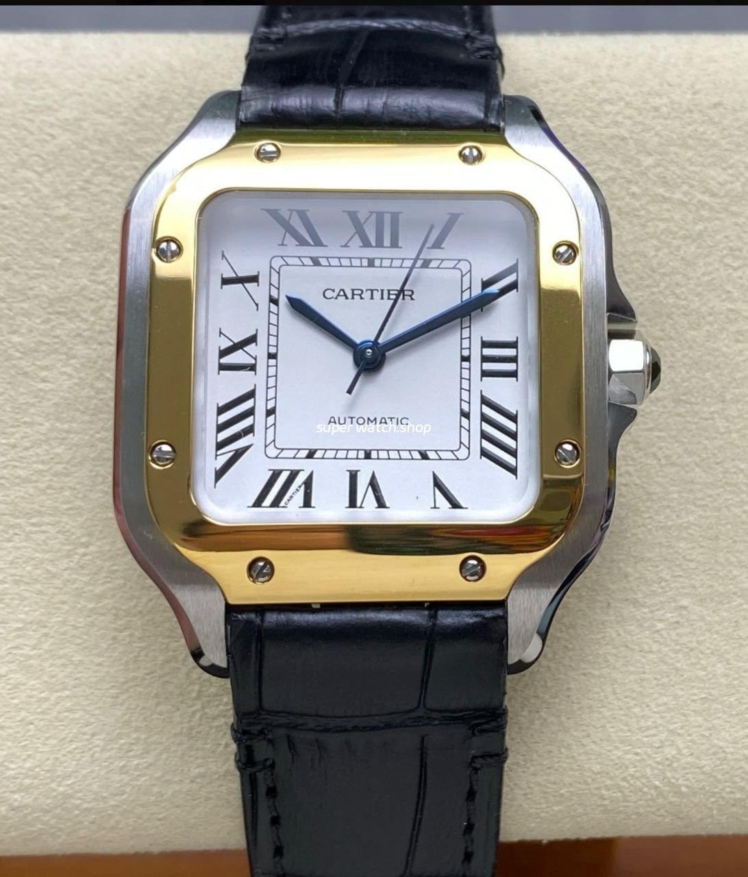 J12-Factory-Cartier-Santos-W2SA0016-35.1mm-Leather-Strap-Roman-Numerals-Silver-Dial-2.jpeg J12 Factory Cartier Santos W2SA0016 35.1mm Leather Strap Roman Numerals Silver Dial - Image 1