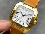 J12 Factory Cartier Santos WGSA0029 39.8mm Leather Strap Roman Numerals White Dial - Image 3