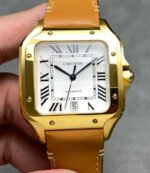 J12 Factory Cartier Santos WGSA0029 39.8mm Leather Strap Roman Numerals White Dial