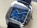 J12 Factory Cartier Santos WSSA0063 35.1mm Leather Strap Roman Numerals Blue Dial - Image 3