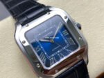 J12 Factory Cartier Santos WSSA0063 35.1mm Leather Strap Roman Numerals Blue Dial - Image 2