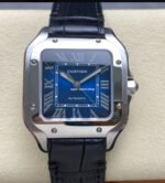 J12 Factory Cartier Santos WSSA0063 35.1mm Leather Strap Roman Numerals Blue Dial