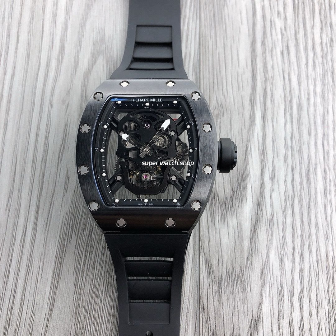 JB-Factory-Richard-Mille-Skull-44.3mm-Full-BlackTitanium-Black-Rubber-Strap-Skeletonized-Black-Dial-1.jpg JB Factory Richard Mille Skull 44.3mm Full Black,Titanium Black Rubber Strap Skeletonized Black Dial - Image 1