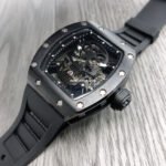 JB Factory Richard Mille Skull 44.3mm Full Black,Titanium Black Rubber Strap Skeletonized Black Dial - Image 3