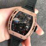 JB Factory Richard Mille Skull 44.3mm Rose Gold&Titanium Black Rubber Strap Skeletonized Black Dial - Image 3