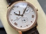 KM Factory Vacheron Constantin Patrimony 47200/000J-9018 Leather Strap Rose Gold Diamond Bezel White Dial - Image 2