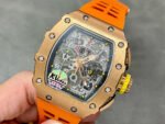 KV Factory Richard Mille RM011-03 44.5mm Rose Gold Orange Rubber Strap Arabic Numerals Skeletonized Dial - Image 3