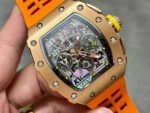 KV Factory Richard Mille RM011-03 44.5mm Rose Gold Orange Rubber Strap Arabic Numerals Skeletonized Dial - Image 2