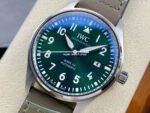 M+ Factory IWC Pilot Mark IW328205 40mm Steel Brown Leather Strap Arabic Numerals Green Dial - Image 3