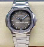 MS Factory Patek Philippe Nautilus 7118/1200A-011 35.2mm Diamond Bezel Full Steel Grey Dial