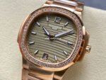 MS Factory Patek Philippe Nautilus 7118/1200R-010 35.2mm Diamond Bezel Full Rose Gold Gold Dial - Image 3