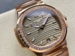 MS Factory Patek Philippe Nautilus 7118/1200R-010 35.2mm Diamond Bezel Full Rose Gold Gold Dial - Image 2