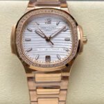 MS Factory Patek Philippe Nautilus 7118/1200R-011 35.2mm Diamond Bezel Full Rose Gold White Dial