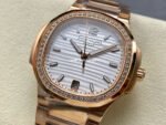 MS Factory Patek Philippe Nautilus 7118/1200R-011 35.2mm Diamond Bezel Full Rose Gold White Dial - Image 3