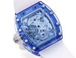 MS Factory Richard Mille RM052 44mm Blue Sapphire Crystal Emulsion Rubber Strap Skeletonized Skull Black Dial - Image 8
