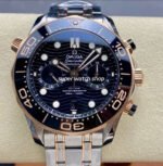 N1 Factory Omega Seamaster Diver 300M Co-Axial Chronometer Chronograph 210.22.44.51.01.001 44mm Full Steel&Rose Gold Strap Black Dial
