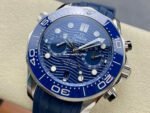 N1 Factory Omega Seamaster Diver 300M Co-Axial Chronometer Chronograph 210.30.44.51.03.001 44mm Steel Blue Rubber Strap Blue Dial - Image 3