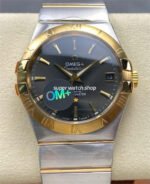 OM+ Factory Omega Constellation Men 123.20.38.21.06.001 38mm Yellow Gold Steel Grey Dial