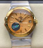 OM+ Factory Omega Constellation Men 123.20.38.21.08.002 38mm Gold Steel Gold Dial