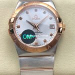OM+ Factory Omega Constellation Men 123.20.38.21.52.002 38mm Rose Gold Steel Diamond Silver Dial