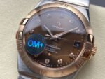OM+ Factory Omega Constellation Men 123.20.38.21.63.001 38mm Rose Gold Steel Diamond Brown Dial - Image 3