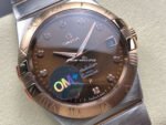 OM+ Factory Omega Constellation Men 123.20.38.21.63.001 38mm Rose Gold Steel Diamond Brown Dial - Image 2