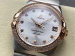 OM+ Factory Omega Constellation Men 123.25.38.21.52.001 38mm Diamond Bezel Rose Gold Steel Diamond Silver Dial - Image 3