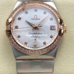 OM+ Factory Omega Constellation Men 123.25.38.21.52.001 38mm Diamond Bezel Rose Gold Steel Diamond Silver Dial