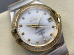 OM+ Factory Omega Constellation Men 123.25.38.21.52.001 38mm Diamond Bezel Yellow Gold Steel Diamond Silver Dial - Image 2