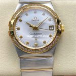 OM+ Factory Omega Constellation Men 123.25.38.21.52.001 38mm Diamond Bezel Yellow Gold Steel Diamond Silver Dial