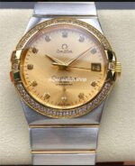 OM+ Factory Omega Constellation Men 123.25.38.21.58.001 38mm Diamond Bezel Gold Steel Diamond Champagne Dial