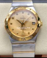 OM+ Factory Omega Constellation Men 123.25.38.21.58.002 38mm Gold Steel Diamond Champagne Dial