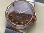 OM+ Factory Omega Constellation Men 123.25.38.21.63.001 38mm Diamond Bezel Rose Gold Steel Diamond Brown Dial - Image 3