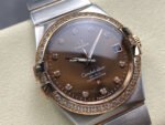 OM+ Factory Omega Constellation Men 123.25.38.21.63.001 38mm Diamond Bezel Rose Gold Steel Diamond Brown Dial - Image 2
