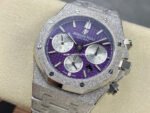 OMF Factory Frosted Audemars Piguet Royal Oak Chronograph 26240BC.GG.1224BC.01 41mm Full Frosted White Gold Purple Dial - Image 3