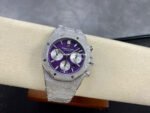 OMF Factory Frosted Audemars Piguet Royal Oak Chronograph 26240BC.GG.1224BC.01 41mm Full Frosted White Gold Purple Dial - Image 4