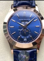 PP+ Factory Patek Philippe Annual Calendar 5396R-015 Rose Gold Baguette Blue Dial