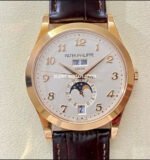 PPF Factory Patek Philippe Annual Calendar 5396R-012 38mm Rose Gold Leather Strap Arabic Numerals Silver Dial