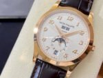 PPF Factory Patek Philippe Annual Calendar 5396R-012 38mm Rose Gold Leather Strap Arabic Numerals Silver Dial - Image 3