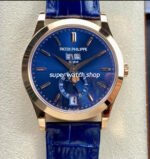 PPF Factory Patek Philippe Annual Calendar 5396R-014 38mm Rose Gold Leather Strap Blue Dial