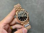 QF Factory Counterweight Rolex Day-Date 228235-0045 40mm Full Rose Gold Baguette Diamond Black Dial - Image 4