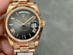 QF Factory Counterweight Rolex Day-Date 238235-0055 40mm Full Rose Gold Roman Number Black Dial