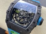 R7 Factory Richard Mille RM35-02 44.5mm Carbon Fiber Blue Rubber Strap Skeletonized Dial - Image 3