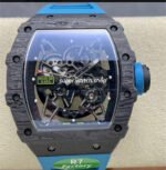 R7 Factory Richard Mille RM35-02 44.5mm Carbon Fiber Blue Rubber Strap Skeletonized Dial