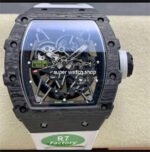 R7 Factory Richard Mille RM35-02 44.5mm Carbon Fiber White Rubber Strap Skeletonized Dial