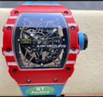 R7 Factory Richard Mille RM35-02 44.5mm Red Carbon Fiber Blue Rubber Strap Skeletonized Dial